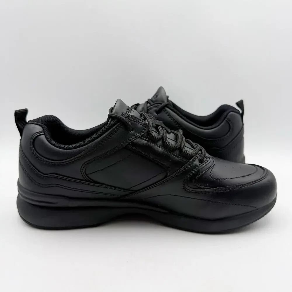 Propet Womens Lifewalker Sport Sneaker US 7.5 Wide EU 38 Black Leather NIB
